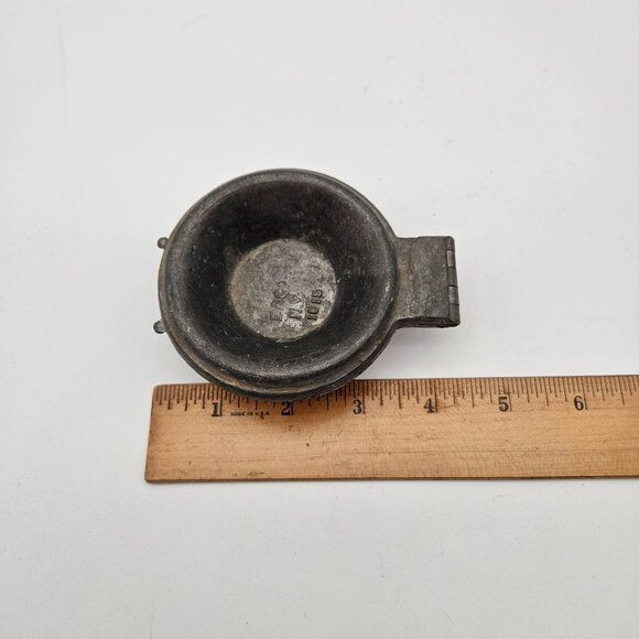 RARE Antique Ice Cream Chocolate Butter Pewter Mold Pie Shell #1015 E & Co NY - Picture 4 of 5